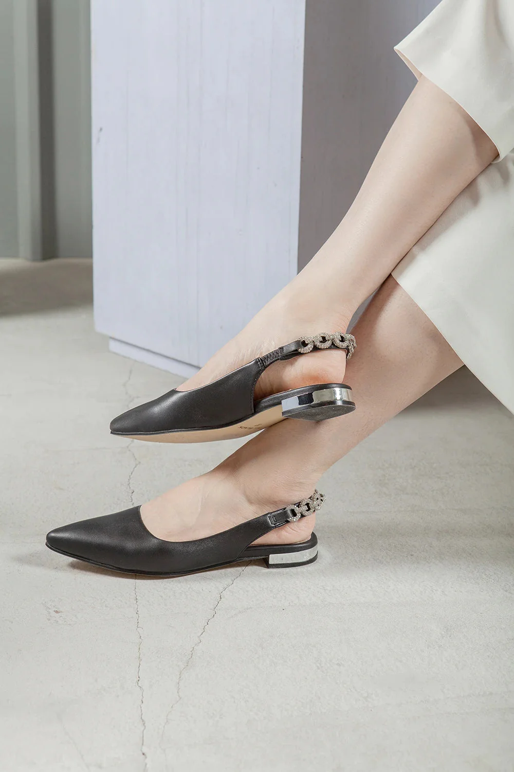 All Black Royal Slingback Flat - Image 3