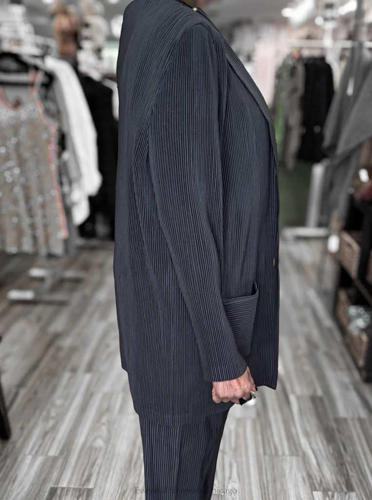 Alquema Plisse Blazer, Black - Image 4