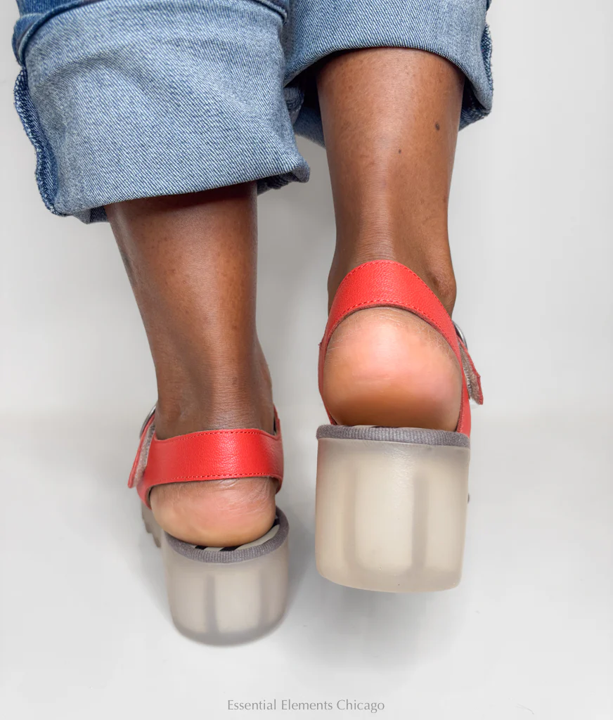 Fly London Metallic Sandal, Red - Image 3